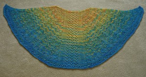 Wool Therapy knitted by Kelly Eells using HeartStrings pattern for All-Over Lace Faroese Shawl