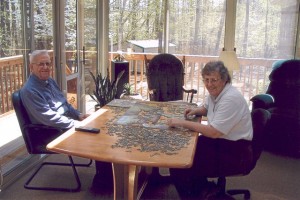 Marilyn and Daddy - A given was to always have a jigsaw puzzle out to be worked on
