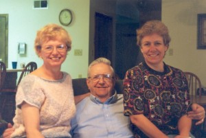 Daddy with 2 of his 3 "little" girls: Jackie and Carolyn
