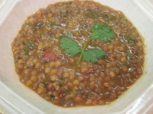 Whole Green Lentils with Cilantro and Mint