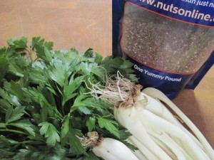 The main ingredients - parsley, green onions and quinoa