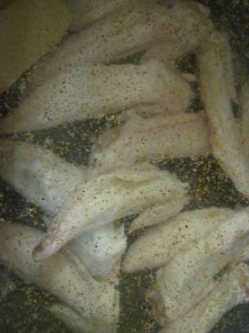 Don't throw away the wing tips! Cook them to make broth for another time.