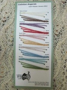 Colinton yarn sample card for the new Color Finesse line