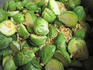 Starting to cook the Brussels sprouts