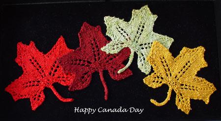 Happy Canada Day knitted lace maple leaves