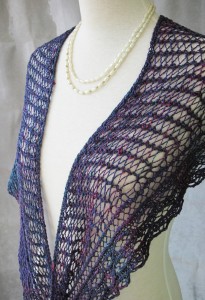my "Blackberry" version of Loganberry Crescent Lace Shawl