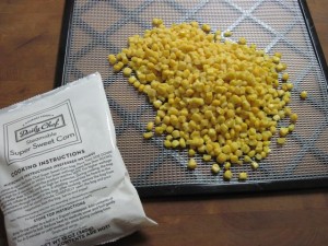 Frozen corn kernels to be dehydrated