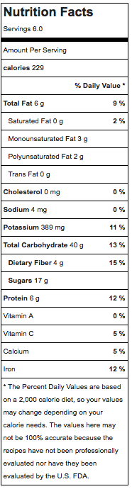 quinoa pudding nutrition information
